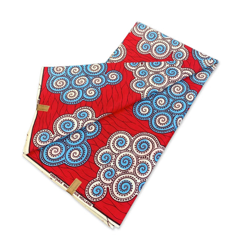 African Wax print fabric - Red Twirl