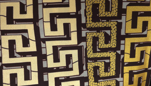 African Wax print fabric - Gold Brown Royal Maze - Special effect Brillant Platinum Edition