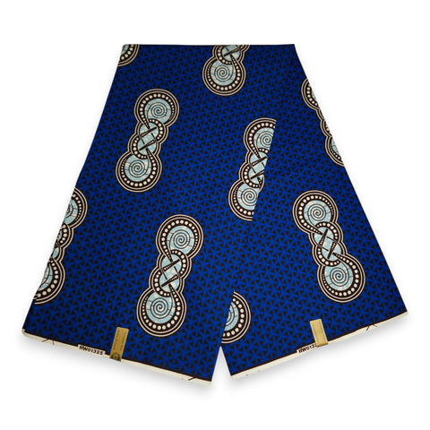 African Wax print fabric - Blue shapes