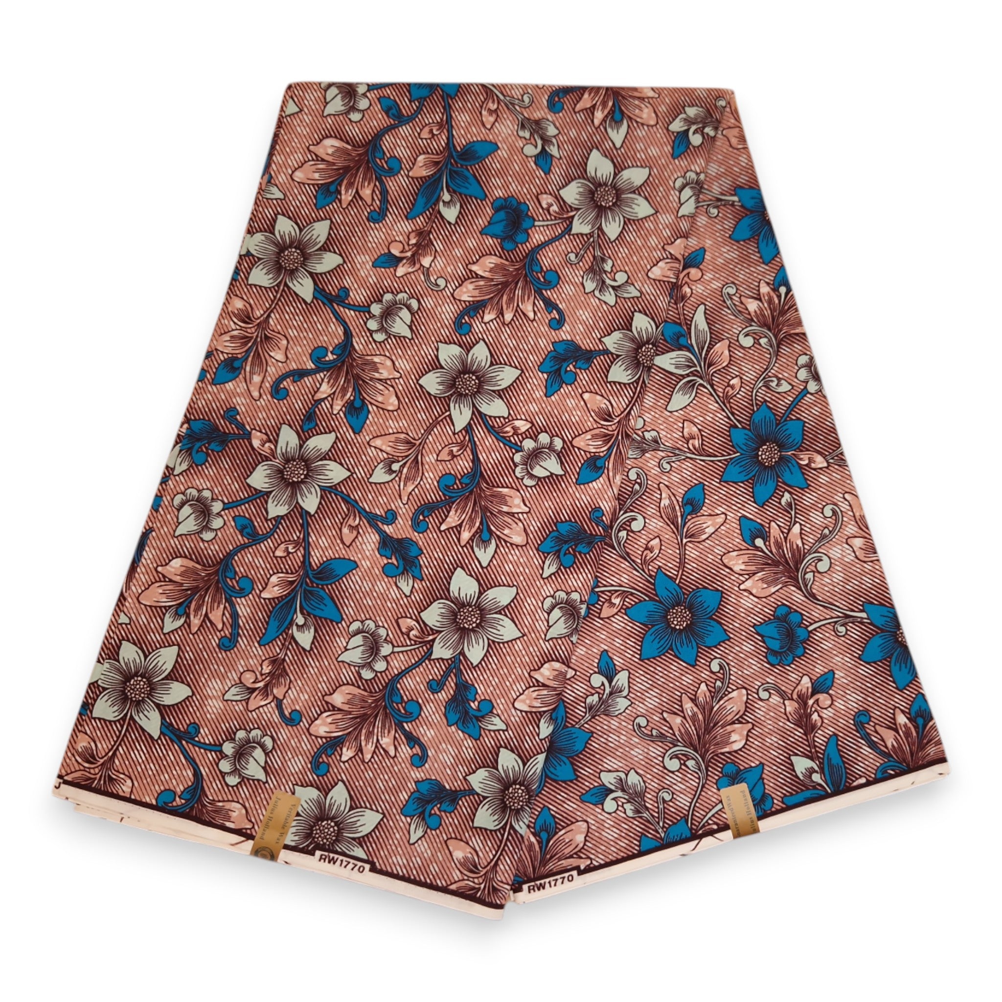 African Wax print fabric - Blue Mixed Flowers