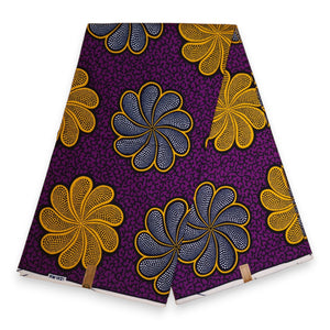 African Wax print fabric - Purple Bloom