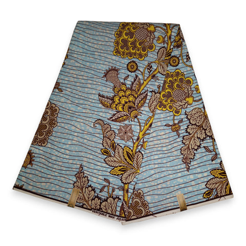 African Wax print fabric - Blue garden