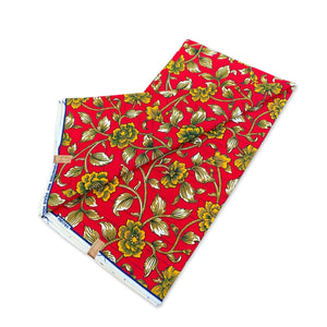 African Wax print fabric - Red Yellow flowers