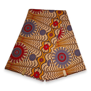 African Wax print fabric - Dark Yellow star