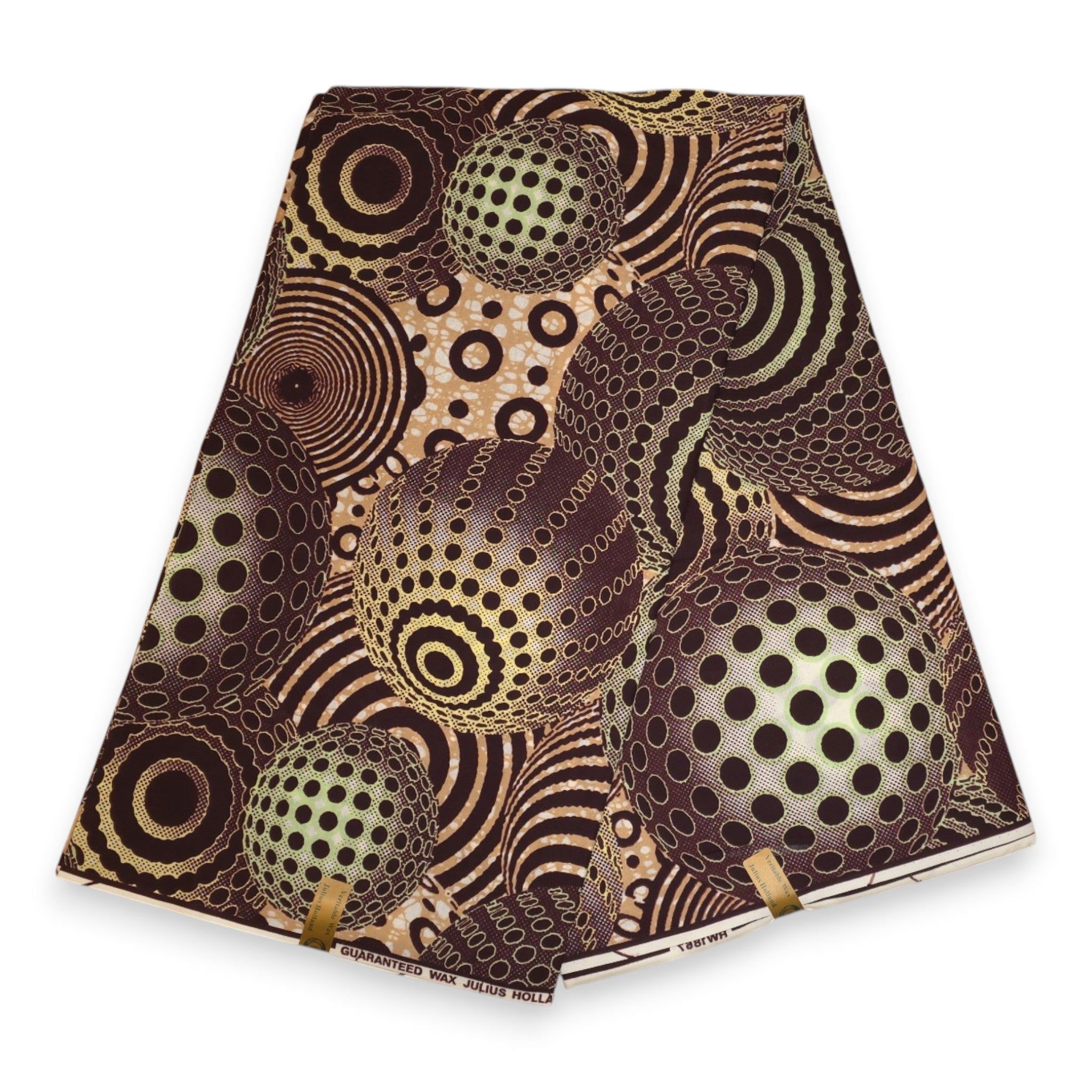 African Wax print fabric - Brown Beige Cosmic Orb Pattern - 100