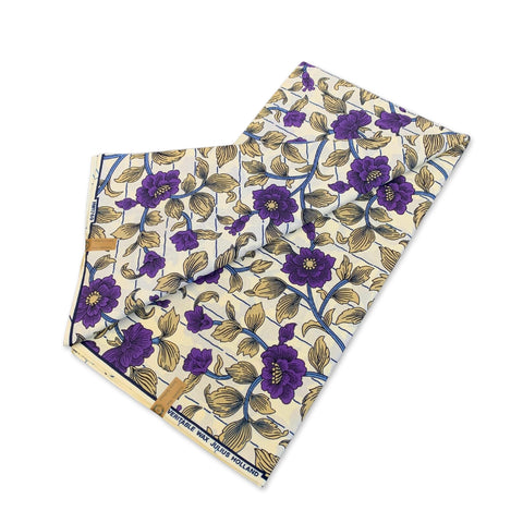 African Wax print fabric - Purple Flowers