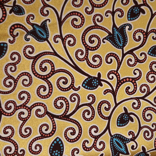 African Wax print fabric - Gold Branches - Special effect Brillant Platinum Edition