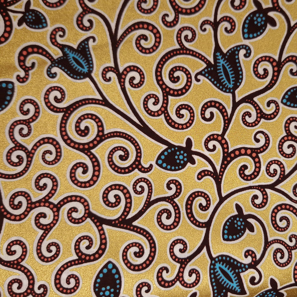 African Wax print fabric - Gold Branches - Special effect Brillant Platinum Edition