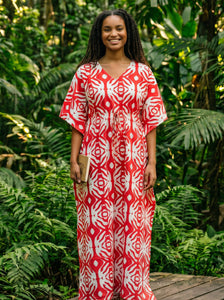 red and white kaftan dress Larkin Lane | Matisse Embroidered Ukrainian Dress/Kaftan | Red/White