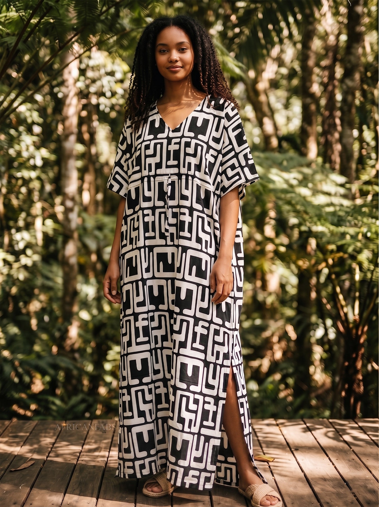 rayon boho dresses Boho rayon kaftan dress with waist strap
