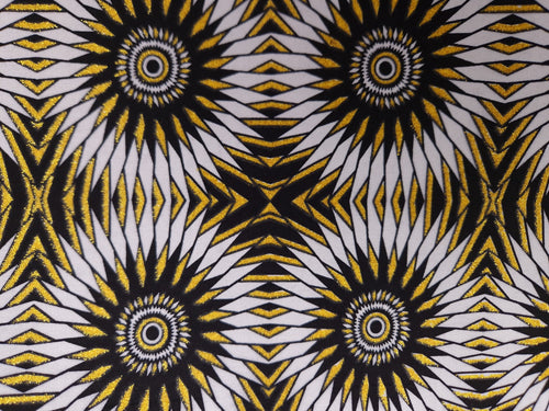 African print fabric - Exclusive Embellished Glitter effects 100% cotton - KT-3075 Gold White