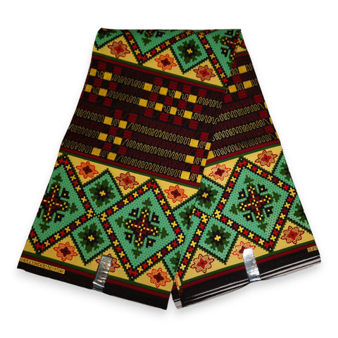 African print fabric - Exclusive Embellished Glitter effects 100% cotton - KT-3079 Gold Green