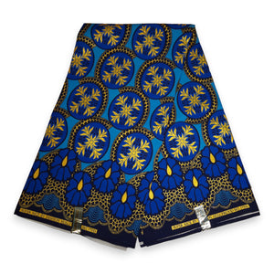 African print fabric - Exclusive Embellished Glitter effects 100% cotton - KT-3080 Gold Blue