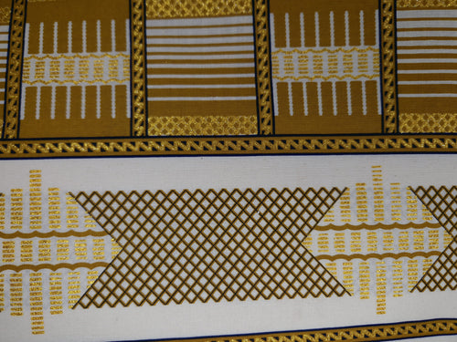 African print fabric - Exclusive Embellished Glitter effects 100% cotton - KT-3085 Kente Gold White