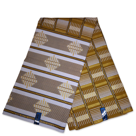 WP1784 - Quality African fabric Beige/Blue/Navy metallic Glitter