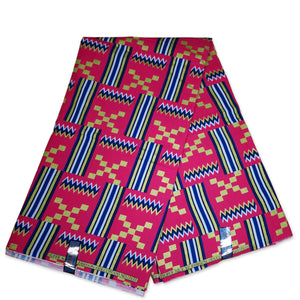 African print fabric - Exclusive Embellished Glitter effects 100% cotton - KT-3096 Kente Gold Pink