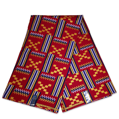African print fabric - Exclusive Embellished Glitter effects 100% cotton - KT-3101 Kente Gold Red