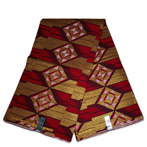 African print fabric - Exclusive Embellished Glitter effects 100% cotton - KT-3105 Kente Gold Red