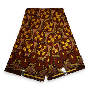 African print fabric - Exclusive Embellished Glitter effects 100% cotton - KT-3110 Gold Brown
