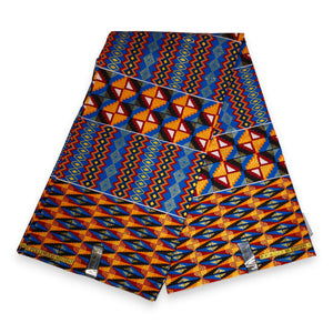 African print fabric - Exclusive Embellished Glitter effects 100% cotton - KT-3122 Kente Gold Blue