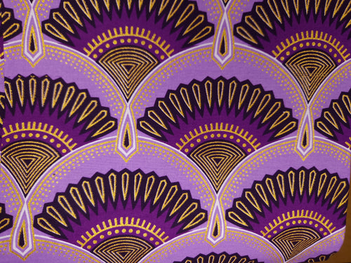African print fabric - Exclusive Embellished Glitter effects 100% cotton - KT-3127 Gold Purple