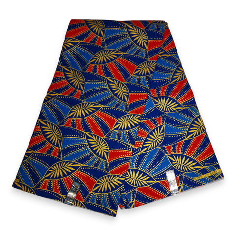 African print fabric - Exclusive Embellished Glitter effects 100% cotton - KT-3129 Gold Blue