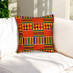 African pillow cover | kente print orange  - Decorative pillow 45x45cm - 100% Cotton