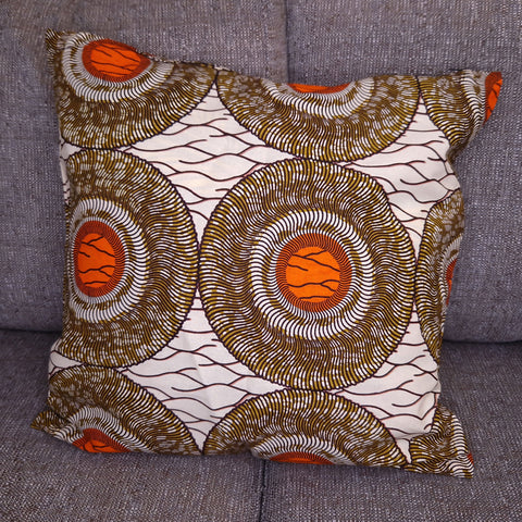 African pillow cover | Orange / circle - Decorative pillow 50x50cm - 100% Cotton