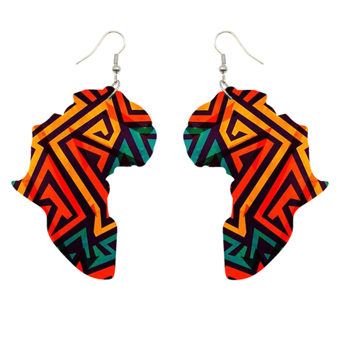 African print Earrings Multicolor Geometrical African Continent