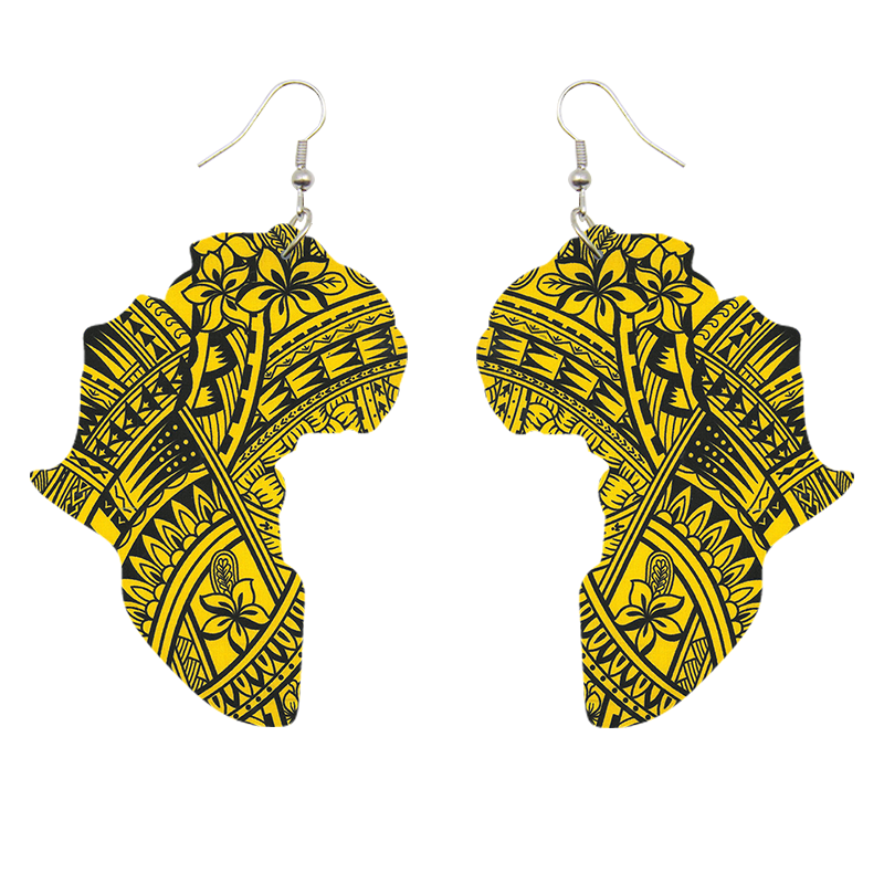 African Continent shaped Earrings Yellow
