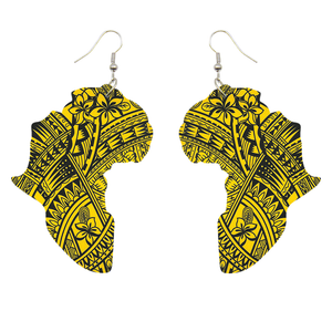 African Continent shaped Earrings Yellow