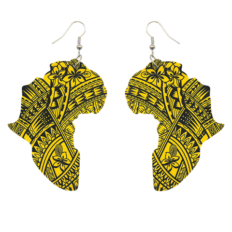 African Continent shaped Earrings Yellow
