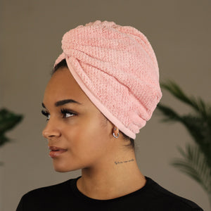 Microfiber Hair Towel - Head Towel for Straight and Curly Hair - Pale Pink