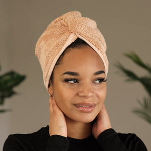 Microfiber Hair Towel - Head Towel for Straight and Curly Hair - Misty Rose