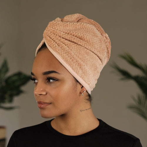Microfiber Hair Towel - Head Towel for Straight and Curly Hair - Misty Rose
