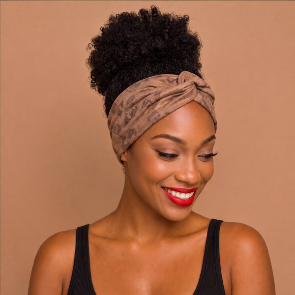 Flexible Metal Wire Headband - Beige Suedelook