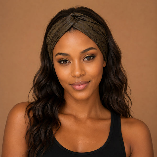 Flexible Metal Wire Headband - Brown Animal print Suedelook