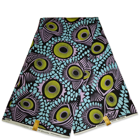 African Wax print fabric - Turquoise / lemon form