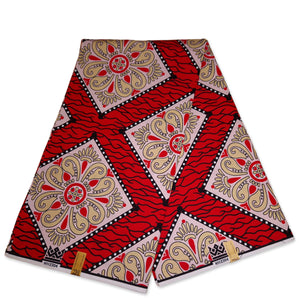 African Wax print fabric - Red Royal