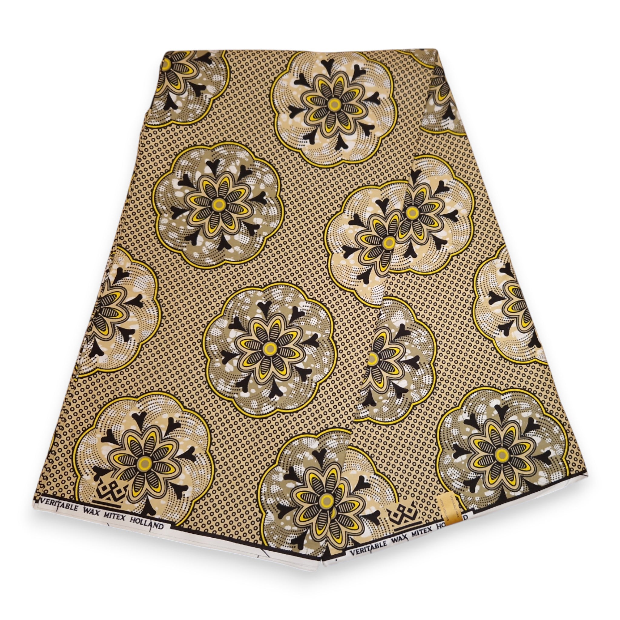 African Wax print fabric - Beige Shapes - 100% cotton