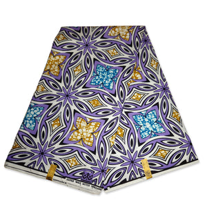 African fabric Super Wax - Purple White Splash