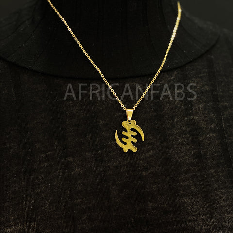 Necklace / pendant - GYE NYAME - ADINKA SYMBOL - Gold coated