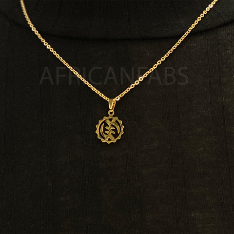 Necklace / pendant - GYE NYAME - ADINKA SYMBOL ROUND - Gold