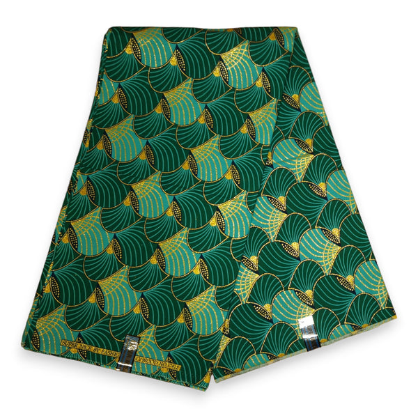 African print fabric - Exclusive Embellished Glitter effects 100% cotton - OT-3000 Gold Green