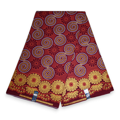 African Bogolan / Mud cloth print fabric / cloth - Red / Yellow OT-3009 (Traditional Mali print)
