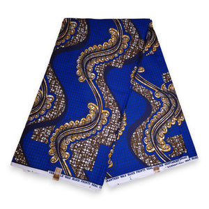African print fabric - Blue Twigs - Polycotton