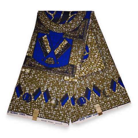 African print fabric - Blue Flags - Polycotton