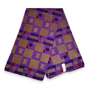 African print fabric - Exclusive Embellished Glitter effects 100% cotton - OT-3024 Kente Gold Purple