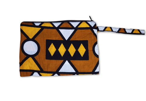 African print Makeup pouch / Pencil case / Cosmetic Bag / Coin Purse - Mustard Yellow Samakaka