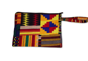African print Makeup pouch / Pencil case / Cosmetic Bag / Coin Purse - Yellow / Multicolor kente